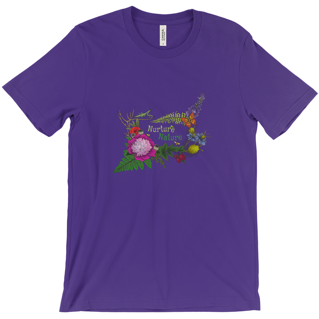 Nurture Nature Unisex T-Shirts, black and purple