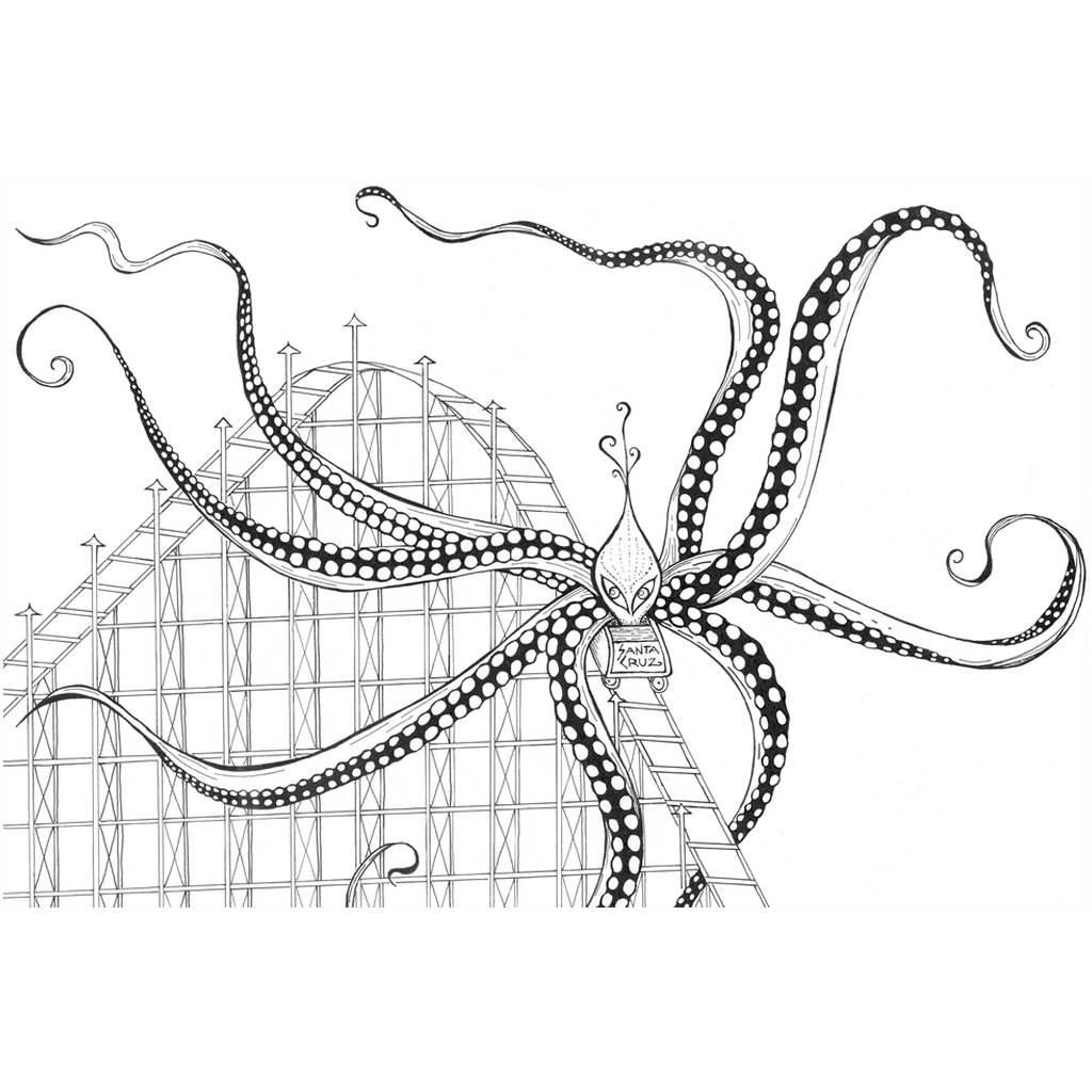 Santa Cruz Octopus Rides the Big Dipper Art Poster